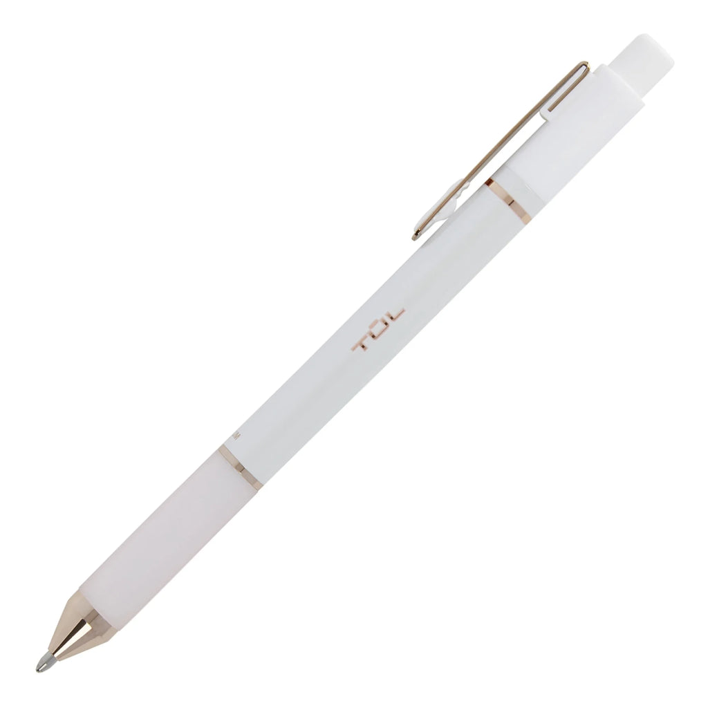 TUL® BP Series Retractable Ballpoint Pens, Medium Point, 1.0 mm, Pearl White Barrel, Black Ink, Pack Of 12 Pens