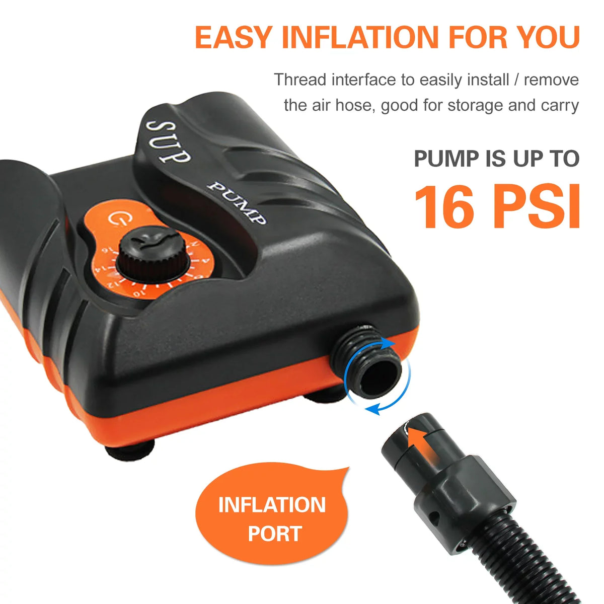 Reliable 16 PSI Electric Air Pump with 6 Nozzles for Inflatables and Boats at ammoon