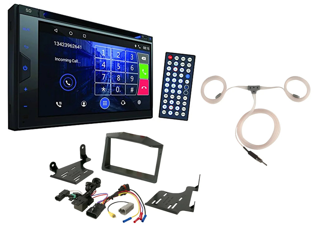 Powersport Audio: Pyle 2-DIN Display Navigation Wi-Fi Bluetooth CD Stereo Receiver, Scosche Dash Install Kit (Fits 2015-Up Polaris Slingshot), Enrock Marine Flexible AM/FM Antenna