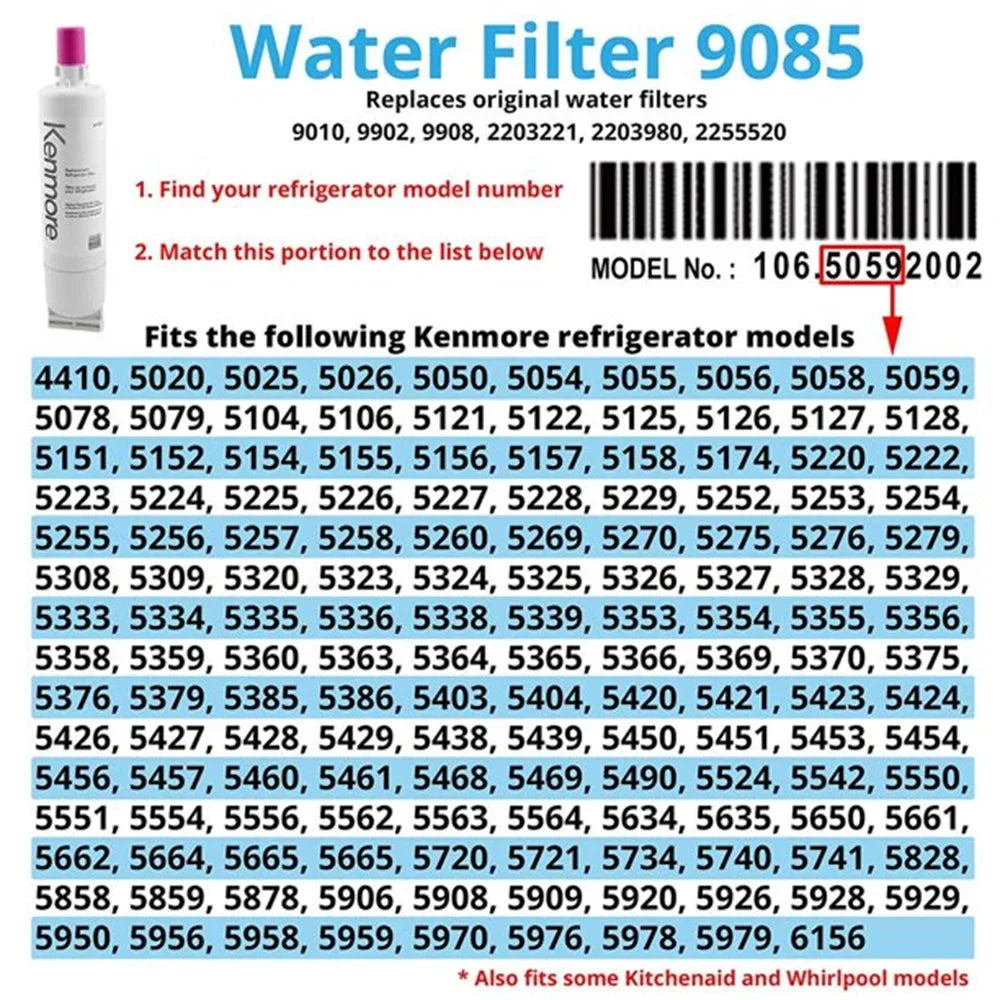 Kenmore 9085 Compatible with 46-9010, 469010, 46-9085 Refrigerator Liquid Filter(2 Pack)