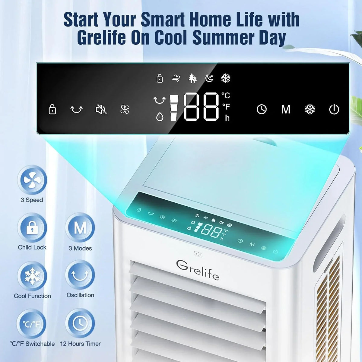 LIANMEI Portable Evaporative Air Cooler, 3-IN-1 Air Cooler Cooling Fan with Remote Control, 12H Timer, 4 Ice Packs, 1.58Gal Liquid Tank, 3 Modes, 3 Speeds, Personal Swamp Cooler for Bedroom Home Office
