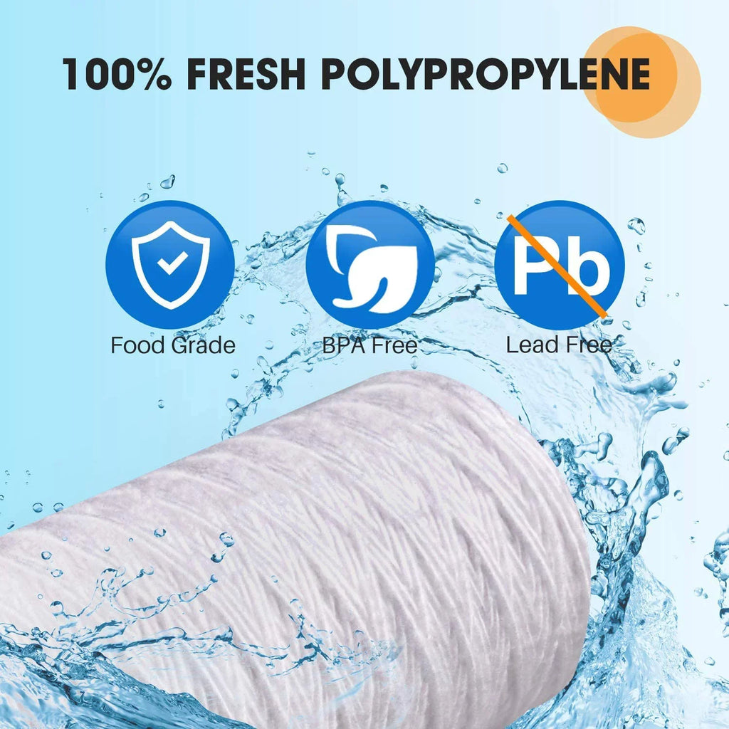 5 Micron 4.5" x 10" Whole House String Wound Sediment Filter for Well Liquid Replacement Cartridge for 84637, WPX5BB97P, PC10, 355214-45, 355215-45, WP10BB97P, WP5BB97P, 3Pack