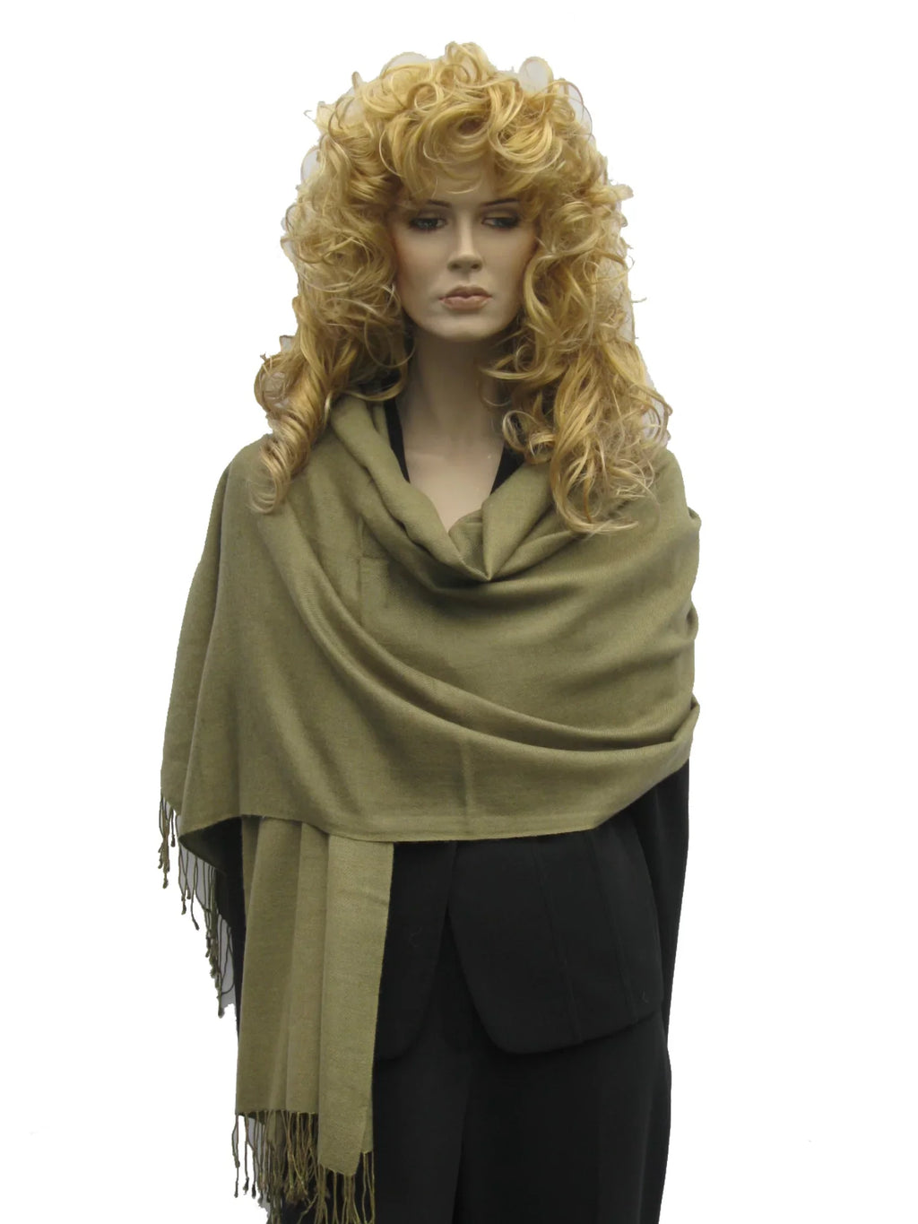 Shawl/Shawls/Scarf/Scarves/Wrap/Stole/Muffler/Cape/Ruana/Blanket/Throw/Pashmina Shawl/Cashmere Scarf/Wool/Silk (Olive Green Regular Shawl)